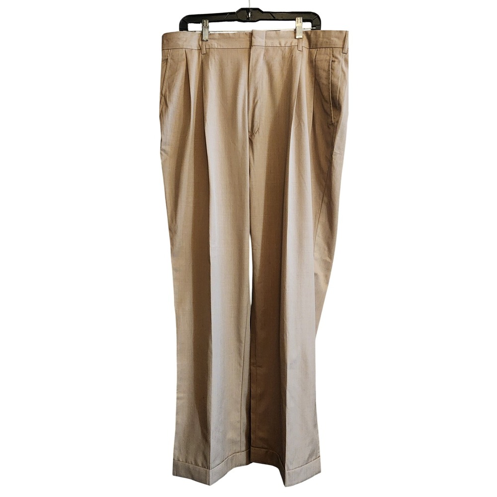 Jos A Bank Dress Pants Mens 38x30 Tan NWOT Wool Pleated Traveler Trousers